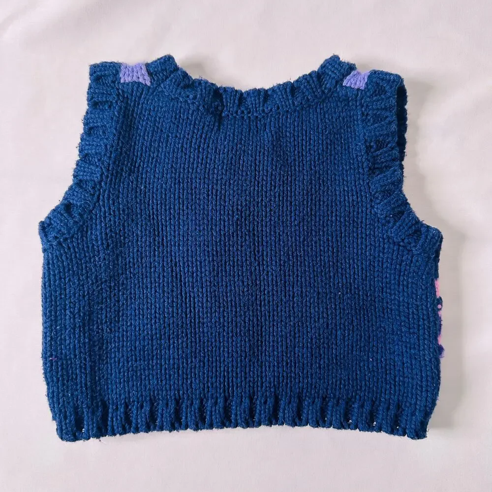 Y2K TCP The Children's Place Purple Striped Knit Sweater Vest Sz 12mo
